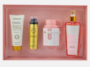 Armaf Odyssey Candee 3.4oz Edp+Body Spr+Gel+Shampoo