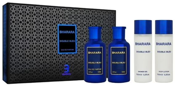 Bharara Double Bleu Gift 3.4oz Edp+After Shave+ Lotion+2 Minis 10ml
