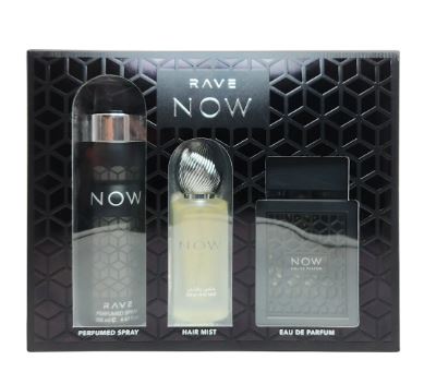 Lattafa Rave Now Black  3.4oz Edp+200ml Deo+50ml Hairmist