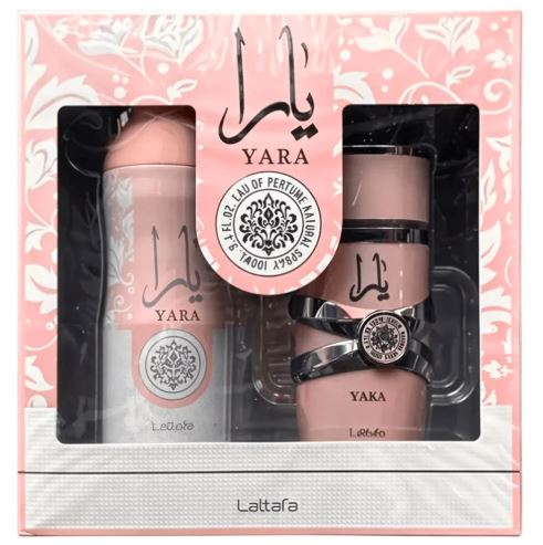 Lattafa Yara 3.4oz Edp+200ml PERFUMED BDY SPRAY+ Air Freshener 300ml