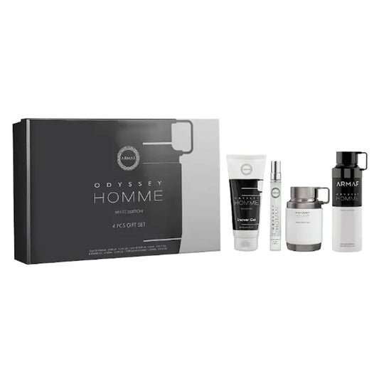 Odyssey Homme White 3.4oz Edp+3.4oz Gel+1 oz Body Spray+1 0.3oz Mini By Armaf
