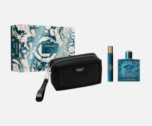 Versace Eros Men 3.4oz Edp + 5ml Mini + Toiletry Bag