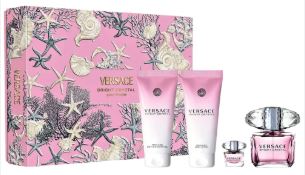 Bright Crystal Versace Set 3.0oz Edt+Lotion+Shower Gel+Mini