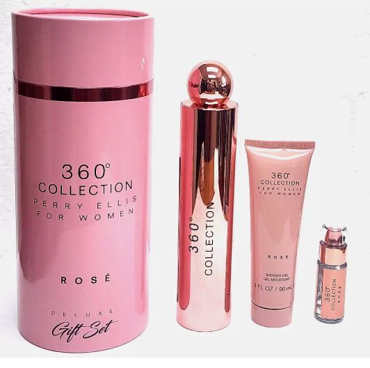 360 Collection Rose  (Canister Set) 3.4oz Edp+3.0oz Gel+Mini