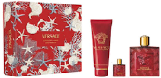 Versace Eros Flame 3.4oz Edp+5ml+150ml Shower Gel for Men