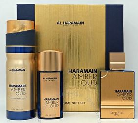 Amber Oud Bleu 2.5oz Edp + 1.0oz Edp + 6.6oz Lotion By Al Haramain