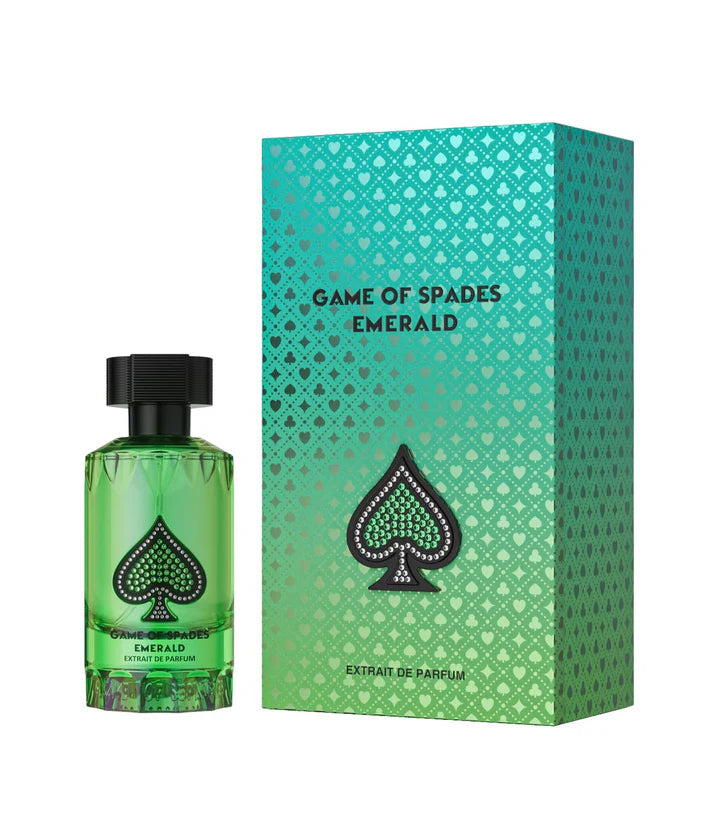 Jo Milano Game of Spades Emerald 3.0oz Extrait de Parfum fragrance bottle
