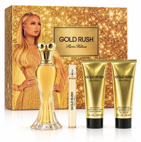Paris Hilton Gold Rush Set (3.4oz EDP + 3.0oz Lotion + 3.0oz Gel + 10ml mini)