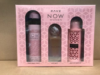 Lattafa Rave Now Pink  3.4oz Edp+200ml Deo+50ml Hairmist